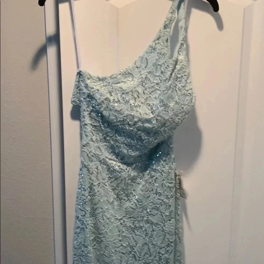 B Dalin One Shoulder Sequin Lace Long Dress